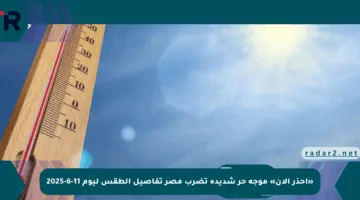 «احذر الآن» موجة حر شديدة تضرب مصر تفاصيل الطقس ليوم 11-6-2025